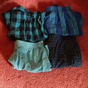 Men's Gildan Medium Mixed Cotton Boxer Shorts - Blue & Teal Patterns (4-Pack)